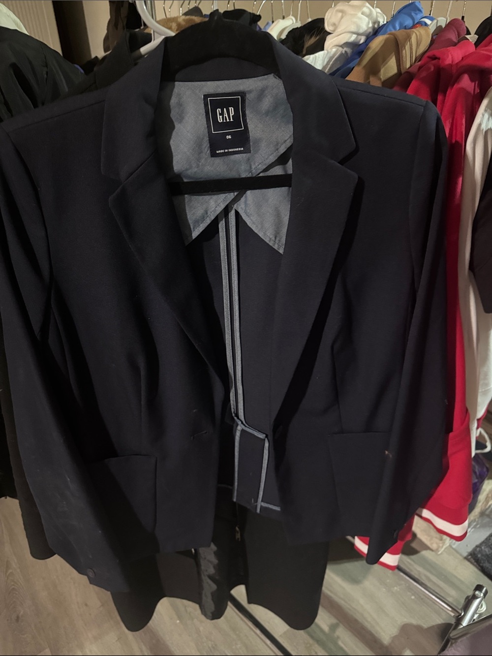 GAP Navy Blazer with Light Chambray Trim